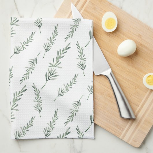 Waterverf Rosemary Pattern Theedoek (Quarter Fold)