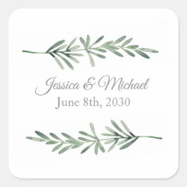 Waterverf Rosemary Square Sticker