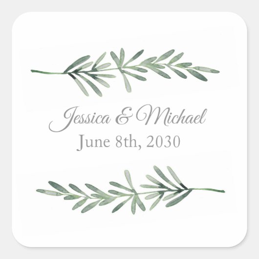 Waterverf Rosemary Square Sticker (Voorkant)