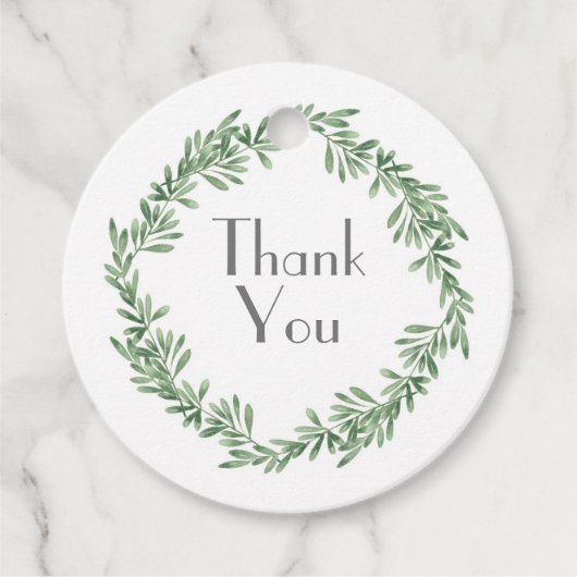 Waterverf Rosemary Wreath Bedankjes Labels (Voorkant)