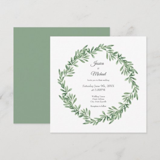 Waterverf Rosemary Wreath Kaart (Voorkant / Achterkant)