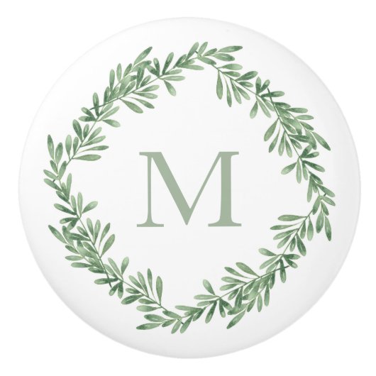 Waterverf Rosemary Wreath Keramische Knop (Voorkant)