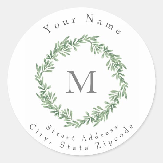 Waterverf Rosemary Wreath Ronde Sticker (Voorkant)