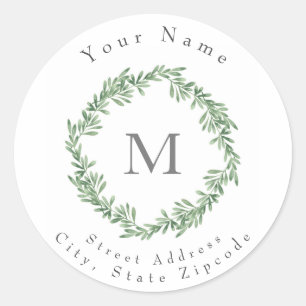 Waterverf Rosemary Wreath Ronde Sticker