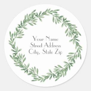 Waterverf Rosemary Wreath Ronde Sticker