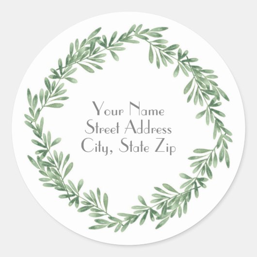 Waterverf Rosemary Wreath Ronde Sticker (Voorkant)