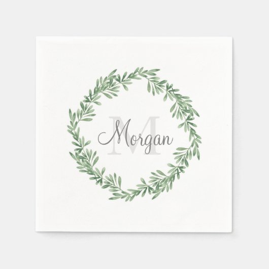 Waterverf Rosemary Wreath Servet (Voorkant)