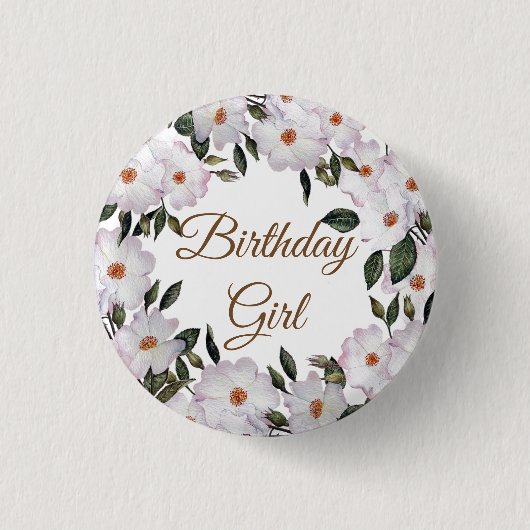Waterverf Roses Ballerina Floral Birthday Ronde Button 3,2 Cm (Voorkant)
