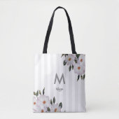Waterverf Roses Ballerina Floral Monogram Tote Bag (Voorkant)