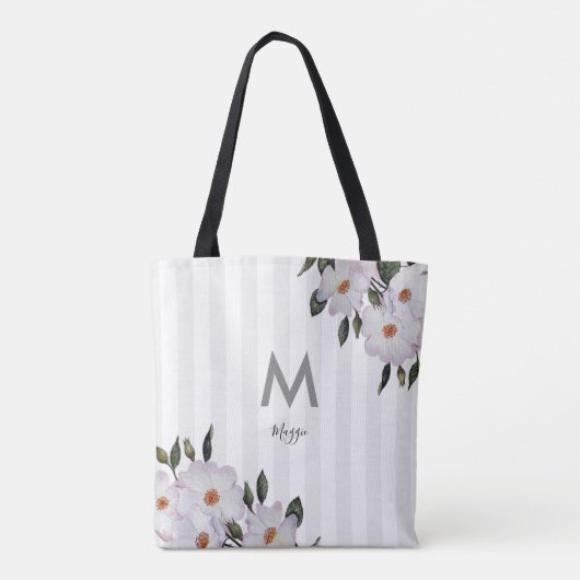 Waterverf Roses Ballerina Floral Monogram Tote Bag (Achterkant)