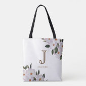 Waterverf Roses Ballerina Floral Monogram Tote Bag (Achterkant)