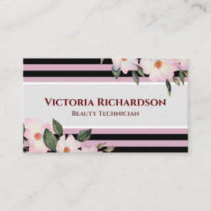 Waterverf Roses Ballerina Floral Stripes Visitekaartje