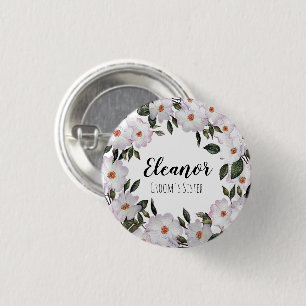 Waterverf Roses Ballerina Floral Wedding Ronde Button 3,2 Cm