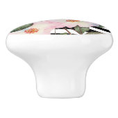 Waterverf Roses Ballerina Monogram Stripes Keramische Knop (Zijkant)