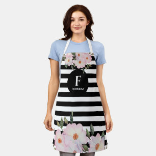 Waterverf Roses Ballerina Monogram Stripes Schort