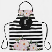 Waterverf Roses Ballerina Monogram Stripes Schort (Voorkant)