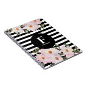 Waterverf Roses Ballerina Stripes Monogram Notitieboek (Rechterzijde)