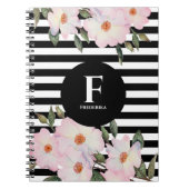 Waterverf Roses Ballerina Stripes Monogram Notitieboek (Voorkant)