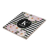 Waterverf Roses Ballerina Stripes Monogram Tegeltje (Zijkant)