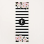 Waterverf Roses Ballerina Stripes Monogram Yogamat (Voorkant)