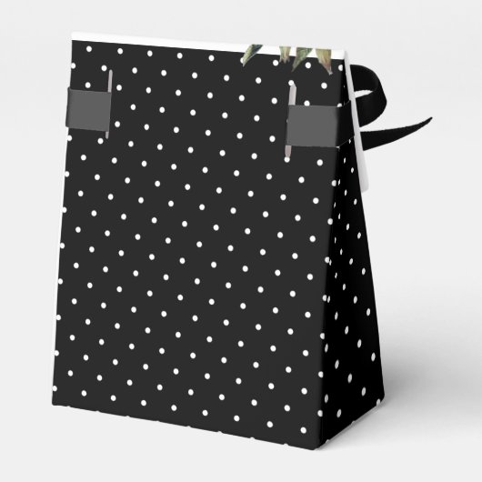 Waterverf Roses Black White Polka Dots Bedankdoosjes (Achterkant)