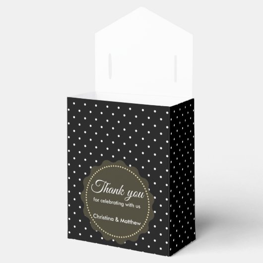 Waterverf Roses Black White Polka Dots Bedankdoosjes (Geopend)