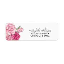 Waterverf Roses Bridal Adres Etiket