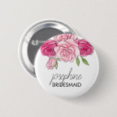 Waterverf Roses Bridal Bridesmaid Button (Voorkant /achterkant)