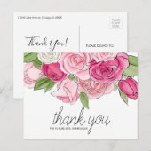 Waterverf Roses Bridal Dank u Briefkaart (Voorkant / Achterkant)
