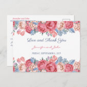 Waterverf Roses Chic Wedding Bedankt Briefkaart (Voorkant / Achterkant)