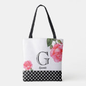 Waterverf Roses Floral Art Monogram Tote Bag (Achterkant)