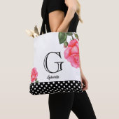 Waterverf Roses Floral Art Monogram Tote Bag (Dichtbij)