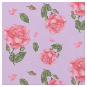 Waterverf Roses Floral Art Patroon Stof