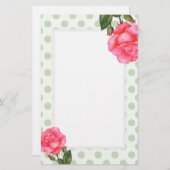 Waterverf Roses Floral Art Polka Dot Briefpapier (Voorkant / Achterkant)