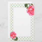 Waterverf Roses Floral Art Polka Dot Briefpapier (Voorkant / Achterkant)