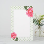 Waterverf Roses Floral Art Polka Dot Briefpapier (Staand voorkant)