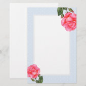 Waterverf Roses Floral Art Polka Dot Briefpapier (Voorkant / Achterkant)