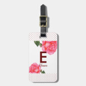 Waterverf Roses Floral Monogram Bagagelabel (Voorkant verticaal)