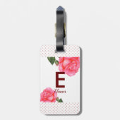 Waterverf Roses Floral Monogram Bagagelabel (Achterkant verticaal)