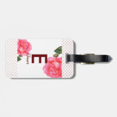 Waterverf Roses Floral Monogram Bagagelabel (Achterkant horizontaal)