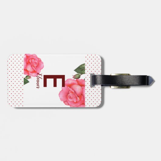 Waterverf Roses Floral Monogram Bagagelabel (Achterkant horizontaal)