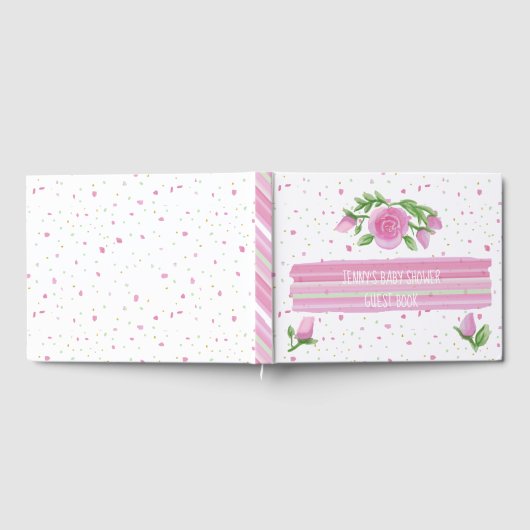 Waterverf Roses Girl Baby shower Gastenboek (Volledig)