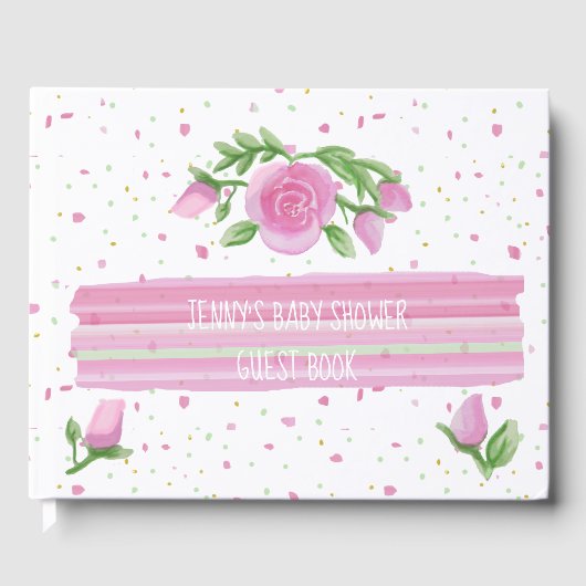 Waterverf Roses Girl Baby shower Gastenboek (Voorkant)