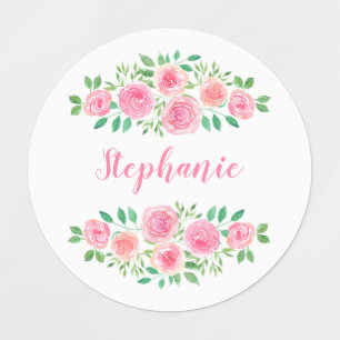 Waterverf Roses Girl's Name Labels