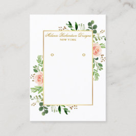 Waterverf Roses Gold Earring Display Card Visitekaartje