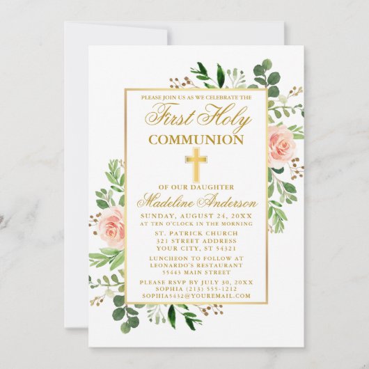 Waterverf Roses Greenery First Community Kaart (Voorkant)