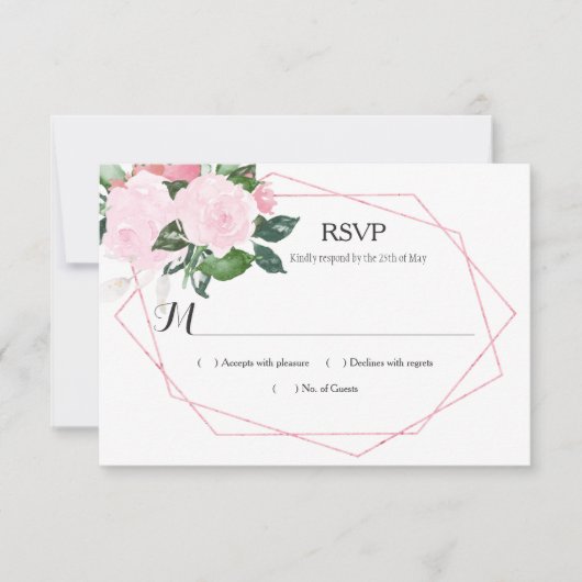 Waterverf Roses Greenery Geometric RSVP Kaartje (Voorkant)