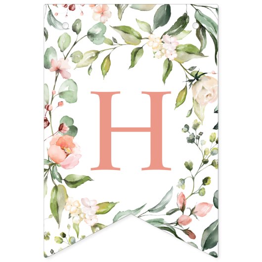 Waterverf Roses Greenery Happy Birthday Vlaggetjes (Tweede vlag)