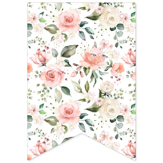 Waterverf Roses Greenery Happy Birthday Vlaggetjes (Eerste vlag)