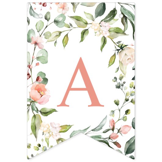 Waterverf Roses Greenery Happy Birthday Vlaggetjes (Derde vlag)